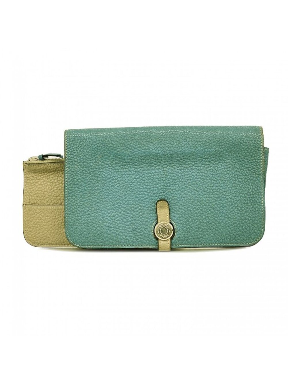 Hermes Wallet Dogon GM Togo Blue Jean Etoupe Silver